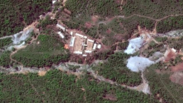 A satellite image of the Punggye-ri site before the detonations