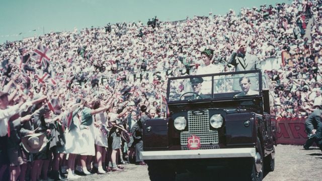 Thousands turned out to greet the Queen and Prince Phillip in Australia