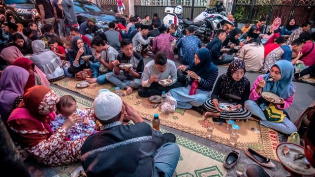 An Iftar meal in Indonesia