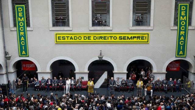 Ato em defesa da democracia na Faculdade de Direito do Largo S&atilde;o Francisco em 11 de agosto de 2022