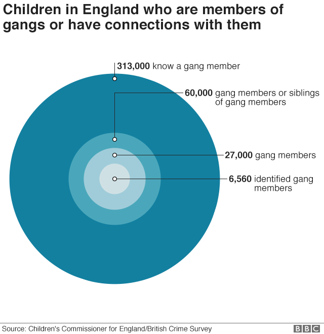 children in England who are members of gangs or have connections to them