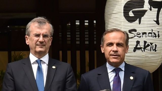 Fransa Merkez Bankası Başkanı François Villeroy de Galhau ve İngiltere Merkez Bankası Başkanı Mark Carney