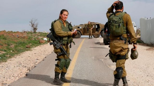 Soldados israelíes en los Altos del Golán.
