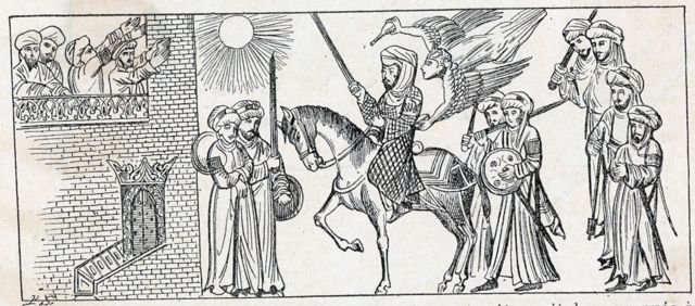 Illustration du prophète Mouhamed monté sur un cheval