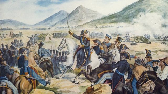 Pintura que muestra una escena de la batalla de Chacabuco. Obra de Theodore Gericault