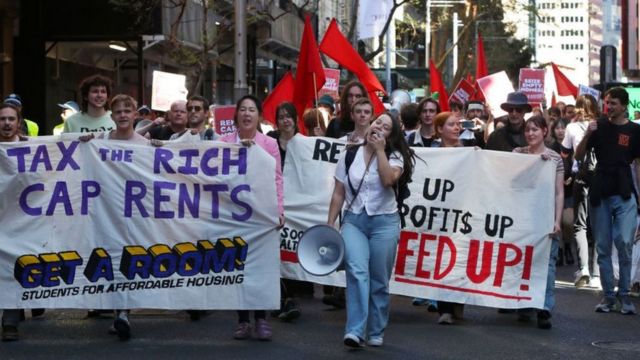 manifestación por la vivienda en Australia 