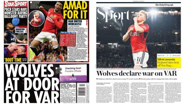 Daily Star and Daily Telegraph back pages