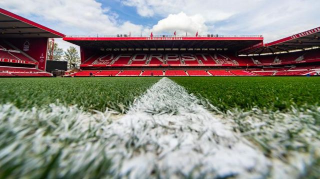 General view of Nottingham Forest pitch and stand