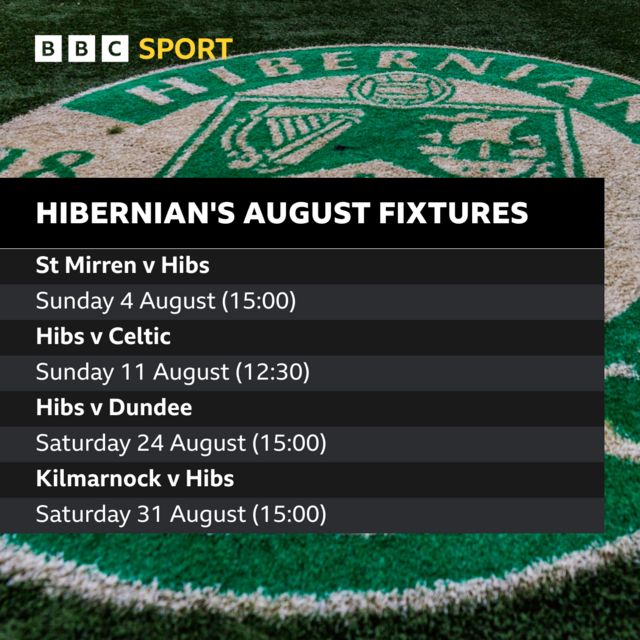 Hibernian's August fixtures