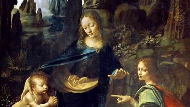 Detalle de "La Virgen de las Rocas", de Da Vinci.
