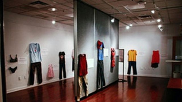 Rape victims' clothing on display at Belgian exhibition - BBC News