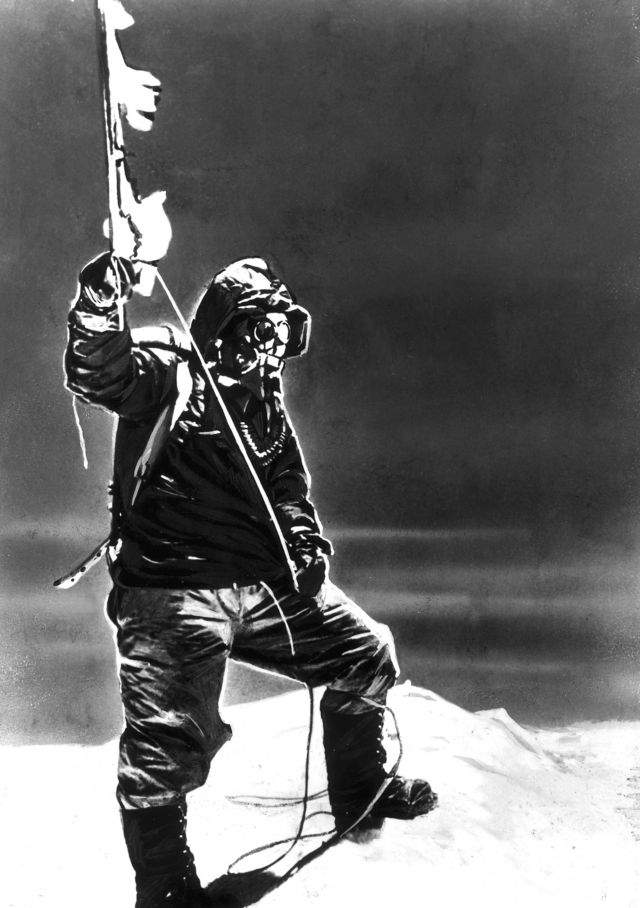 丹增在珠穆朗玛峰上的照片，由埃德蒙·希拉里拍摄。(photo:BBC)