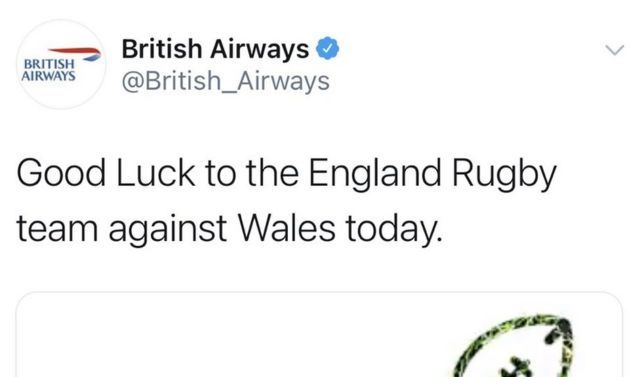 イングランド応援ツイートを謝罪 ブリティッシュ エアウェイズ ラグビーの対ウェールズ戦 cニュース