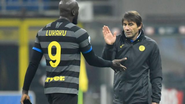 Romelu Lukaku and Antonio Conte