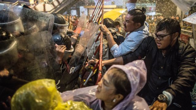 Protesters clashed with police on October 16, 2020 in Bangkok