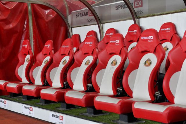 Sunderland's dugout at the Stadium of Light
