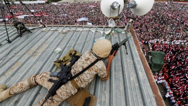 Des snipers étaient chargés d'assurer la sécurité pendant la manifestation.