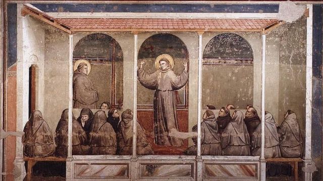 Apparizione al Capitolo di Arles, pintada no interior da Basílica Santa Cruz, em Florença.