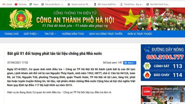 Thông cáo của CATP Hà Nội