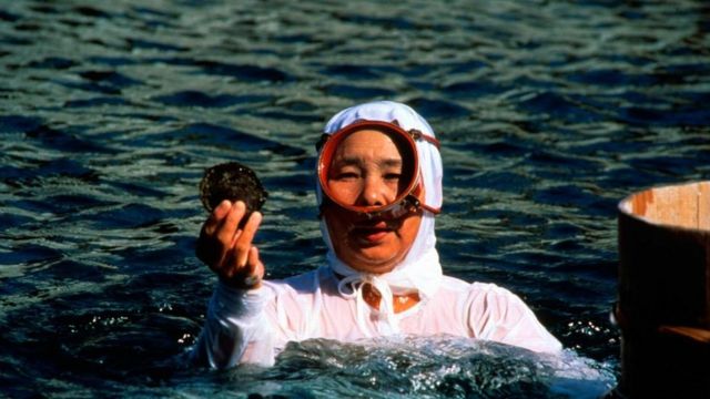 Una Ama japonesa en plena faena