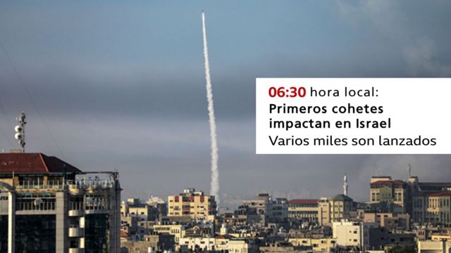 Un cohete sobre Gaza.