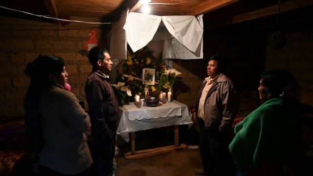 An altar for a migrant murdering in Mexico
