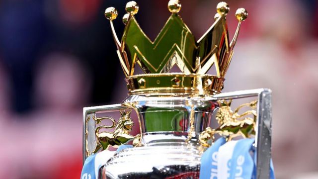 Premier League trophy top general view