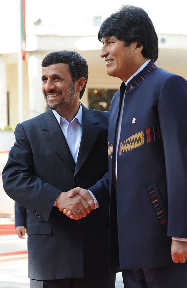 Evo Morales junto al expresidente de Irán, Mahmud Ahmadinejad 