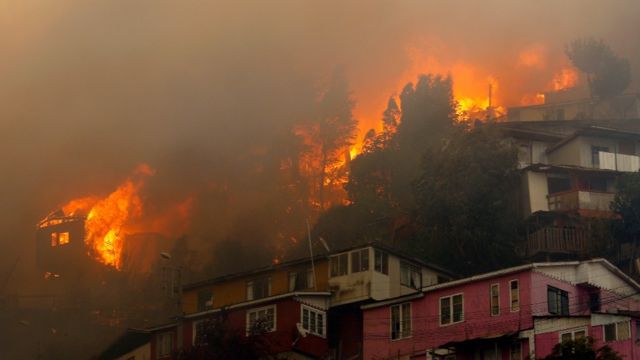 Incendio forestal Rocuant, Valparaíso, en Chile