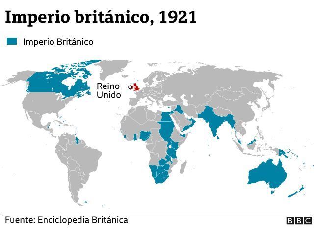 Mapa del Imperio británico.