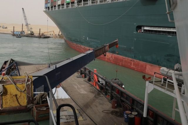 Kapal-keruk, Ever Given, Terusan Suez, Mesir