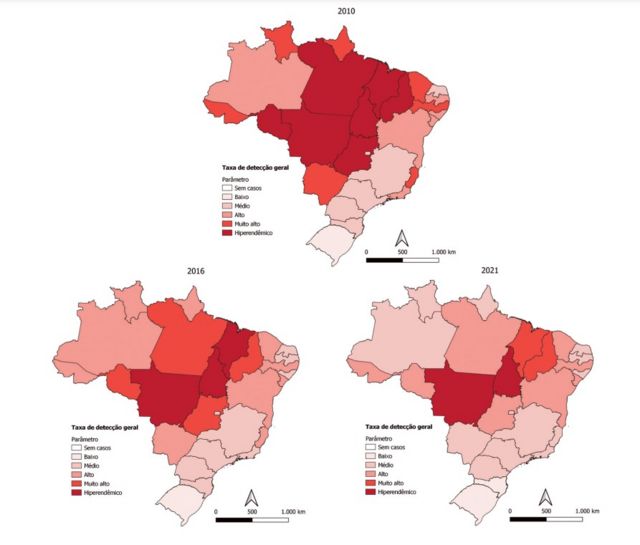 Mapa da hanseníase no Brasil, 2010 e 2021