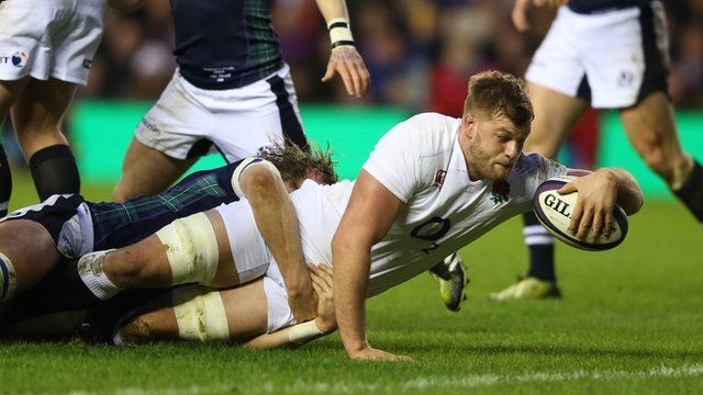 George Kruis scores a try for England against Scotland in the 2016 Six Nations