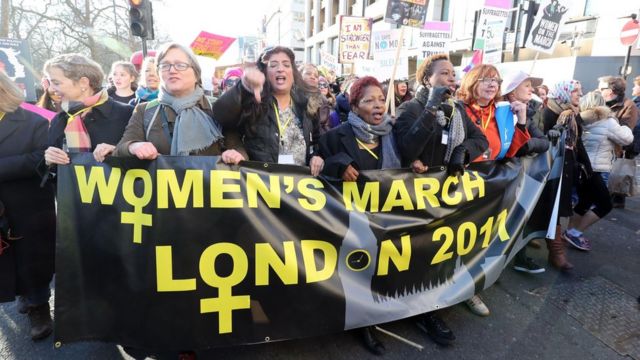 تظاهرات زنان در لندن در سال ۲۰۱۷