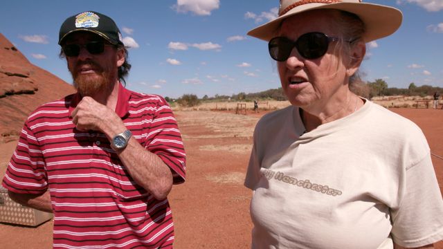 Tourist Pamela at the base of the climb at Uluru
