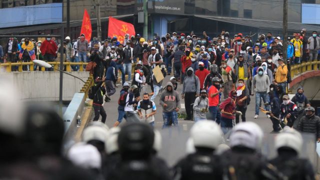Protesters in Ecuador