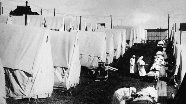 atendimento durante surto de gripe de 1918