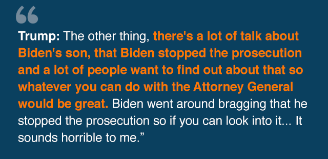 Extract of phone call where Trump mentions Biden