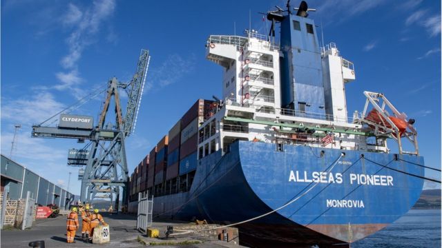 直航航线的首批集装箱船已从中国宁波驶抵苏格兰格林诺克。(photo:BBC)