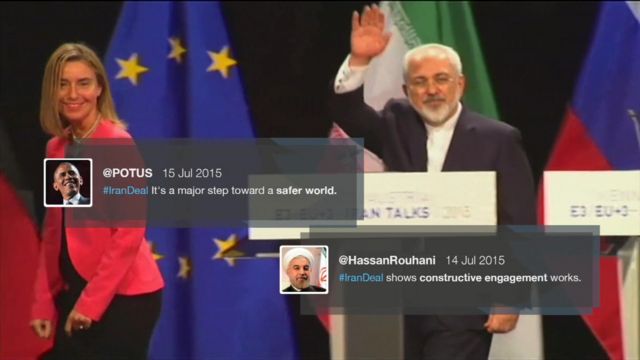 Federica Mogherini (left) and Mohammad Javad Zarif