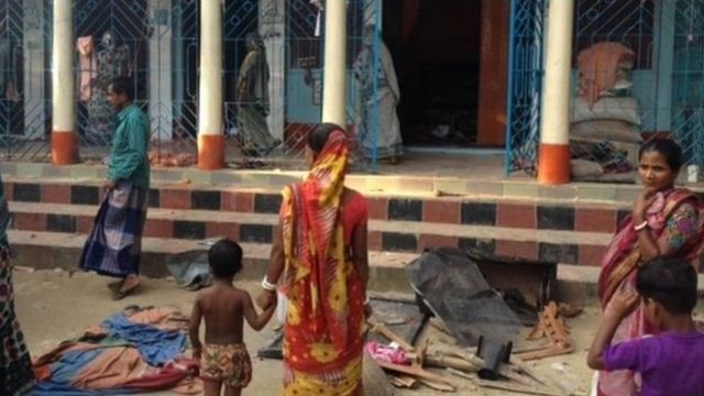 ব্রাহ্মণবাড়িয়ায় সাম্প্রতিক হামলায় ক্ষতিগ্রস্থ একটি হিন্দুবাড়ি