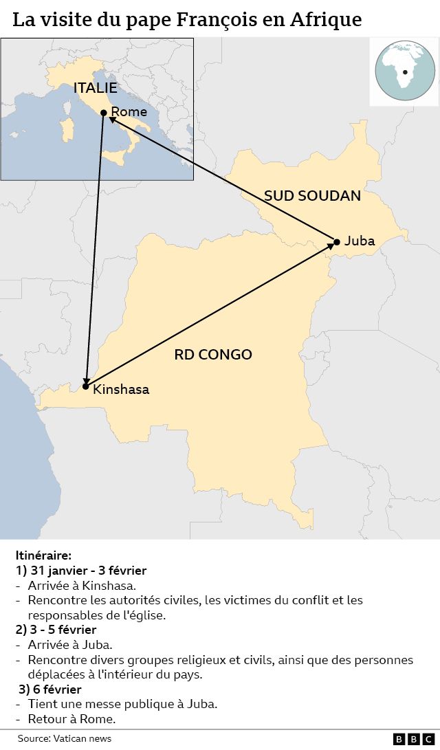 LE PAPE ARRIVE A KINSHASA CE MARDI 31 JANVIER, QUEL MESSAGE APPORTE-T-IL AUX CONGOLAIS, QUEL MESSAGE ATTENDONS-NOUS ? CE VOYAGE INTERVIENT DANS UN CONTEXTE DE VIOLENCES EXACERBÉES A L'EST ET A L'APPROCHE DES ÉLECTIONS GÉNÉRALES... E30c4080-a150-11ed-8f65-71bfa0525ce3