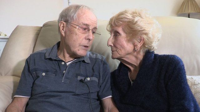 86-year-old Davy Moakes reads a letter to his long lost love, 82-year-old Helen Andre.