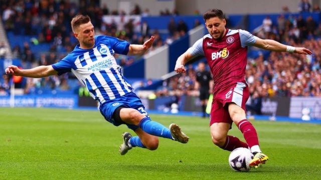 An action shot from Brighton against Aston Villa