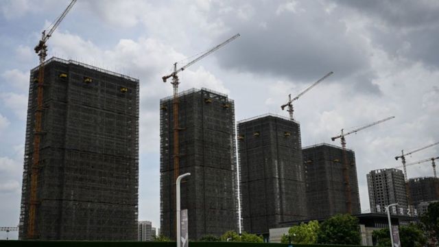 A group of half-built buildings in China