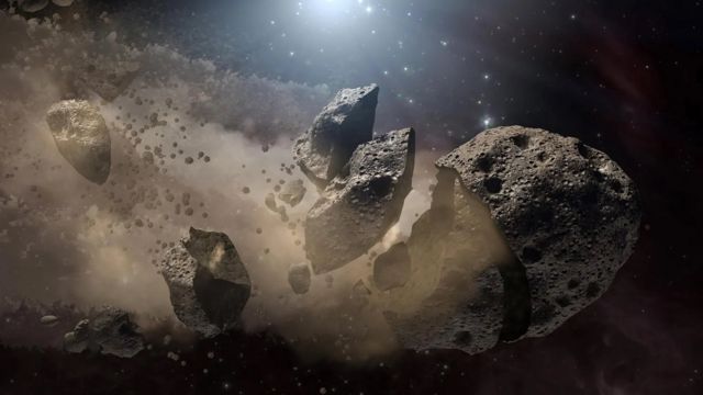 灭绝了恐龙的小行星冲破大气层撞击地球时的速度比子弹还快（Credit: Nasa/JPL-Caltech）(photo:BBC)