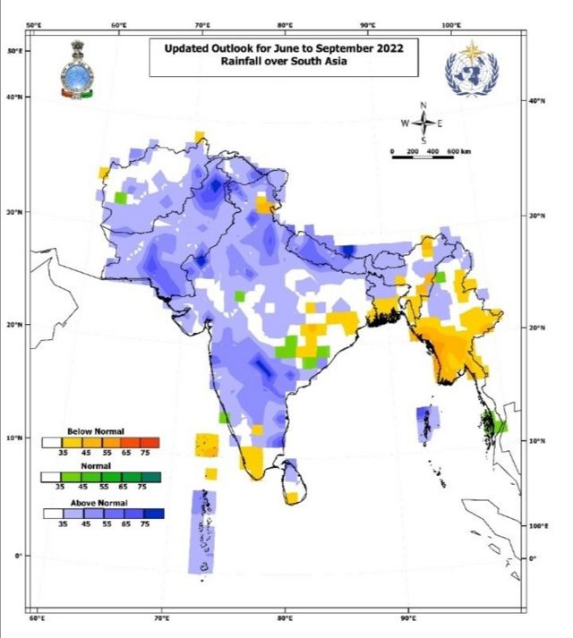 جون سے ستمبر تک متوقع بارشوں کا چارٹ