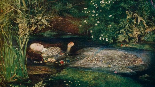 "Ofelia" (1851-52) de John Everett Millais que usó a Elizabeth Siddal como modelo