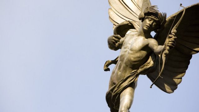 Statue of Eros at Londons's Piccadilly Circus.