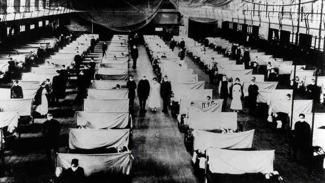Instalaciones de cuarentena durante la influenza de 1918.